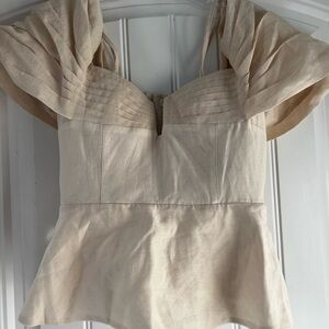 Antonio Malani Elegant Cream Linen Women's Top. NWT Size 4